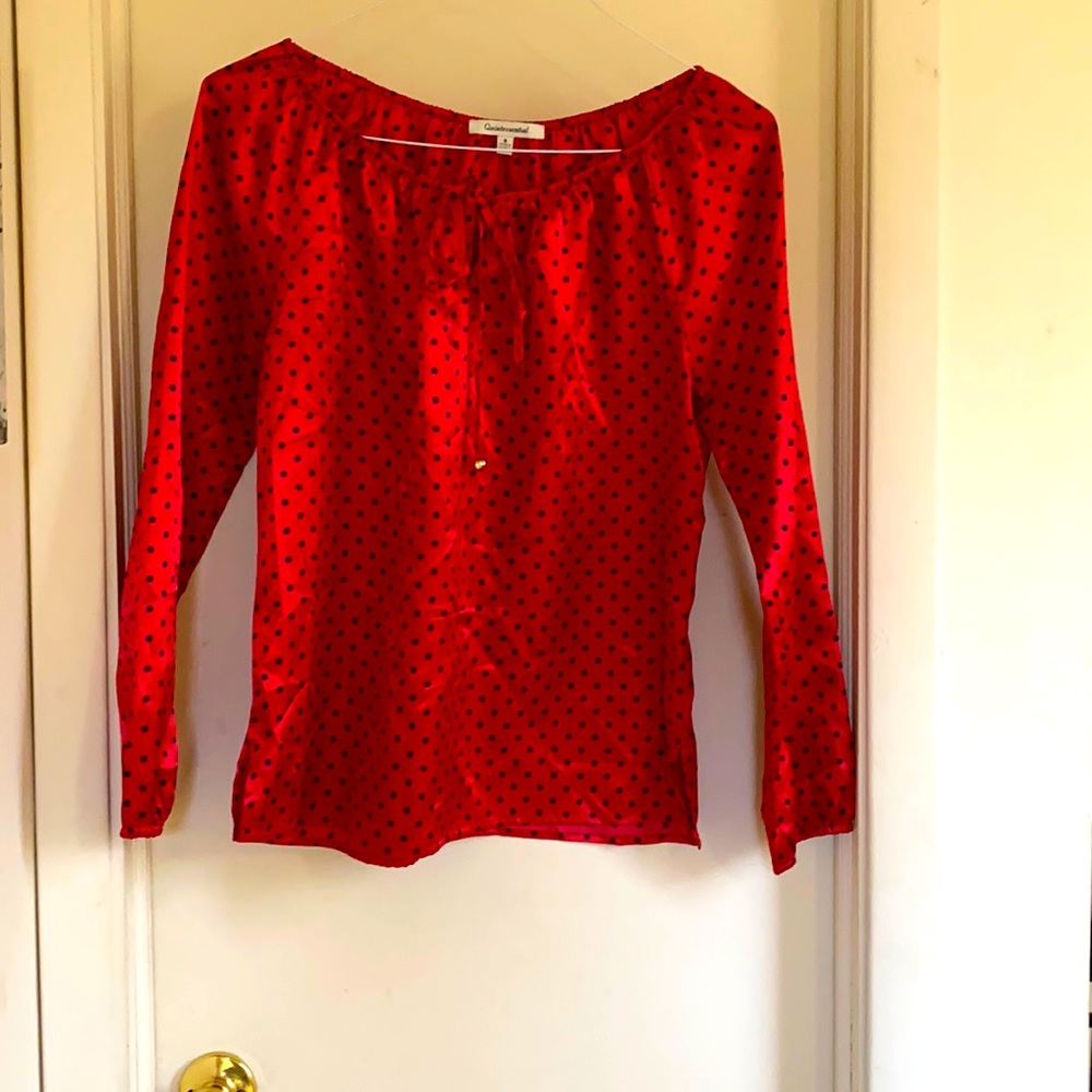 Red / black polka dots blouse